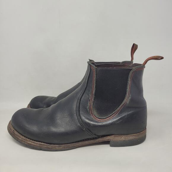 VTG Red Wing Shoes Boots 10.5D Black Leather Chelsea Rancher Workwear USA Ankle - Picture 9 of 13